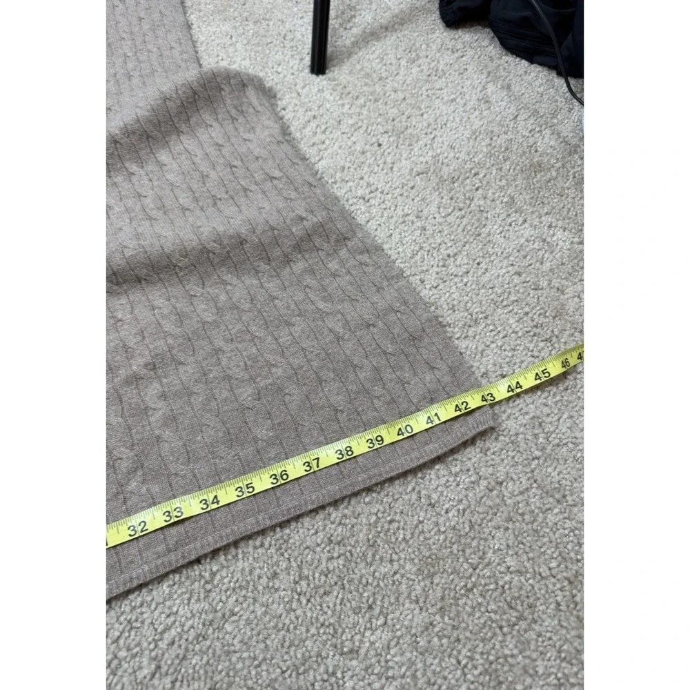 Ralph Lauren 100% Cashmere Cable Knit Blanket Throw Wrap 43x56 + Pillow Tan‎ Set